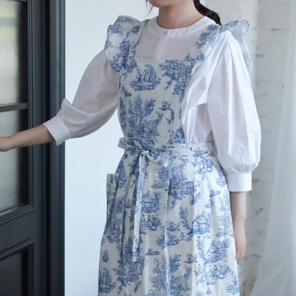 Gardening Tools Women - Long Print Water-resistant Cotton Ruffled Kitchen