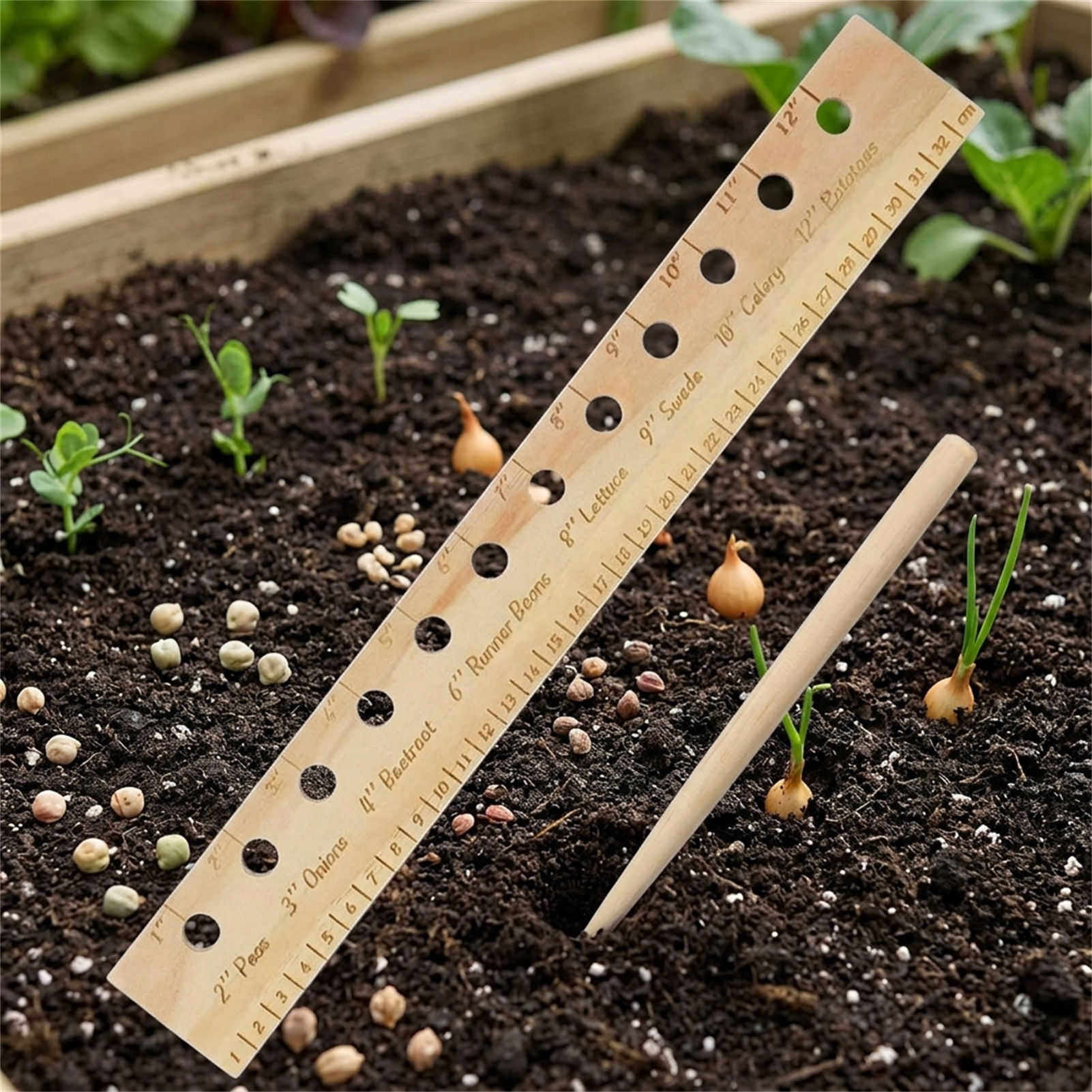 Solid Wood Planting Ruler for  - огляд і ціна Gardening Tools For Beginners