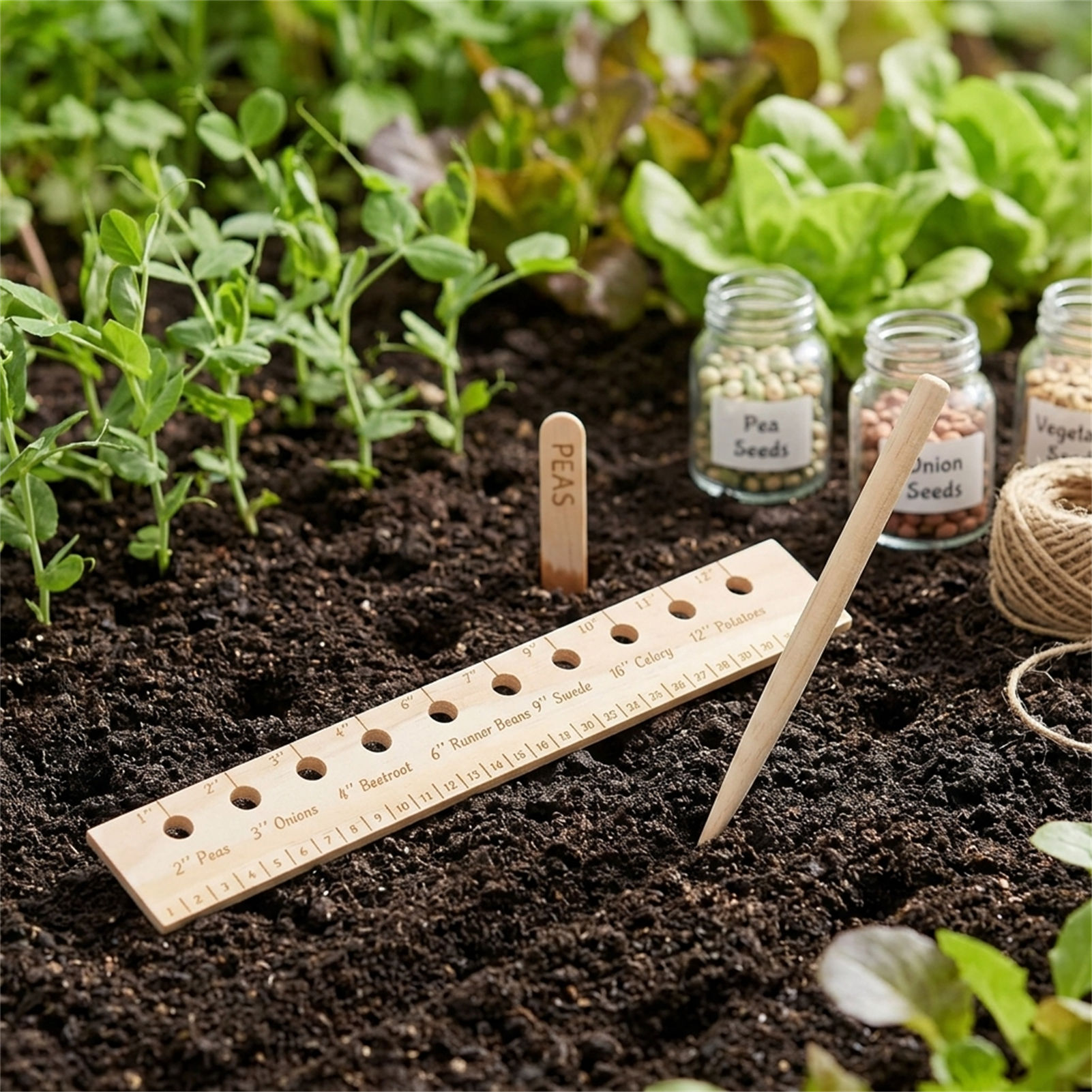 Solid Wood Planting Ruler for  - огляд і ціна Gardening Tools For Beginners