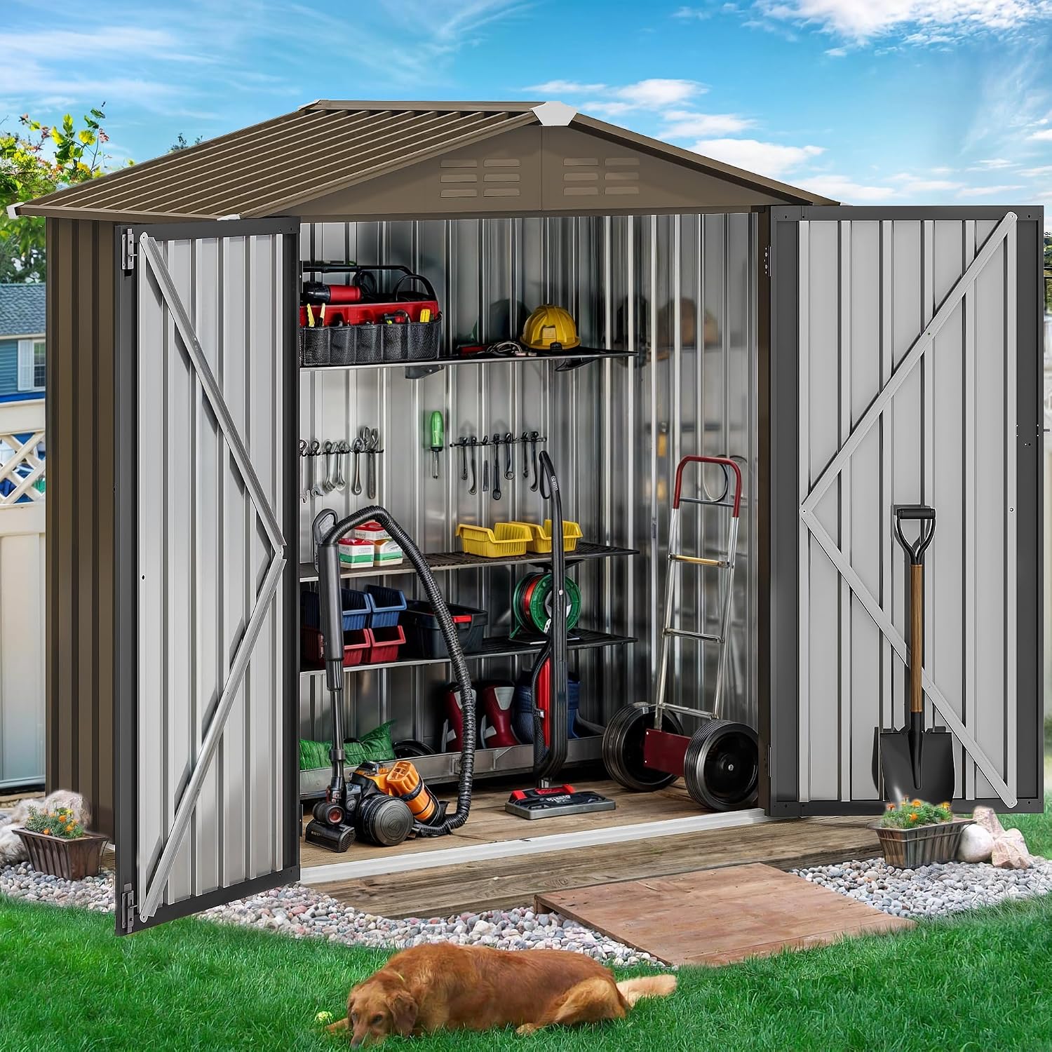 6x4ft Metal Outdoor Storage Sh - огляд і ціна Gardening Tools Set